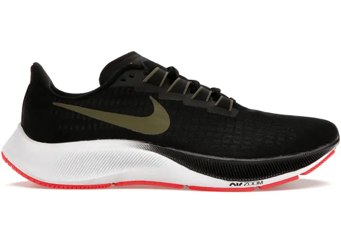 Size 12M/13.5W - Nike Air Zoom Pegasus 37 Black Olive (NO BOX) BQ9646-004