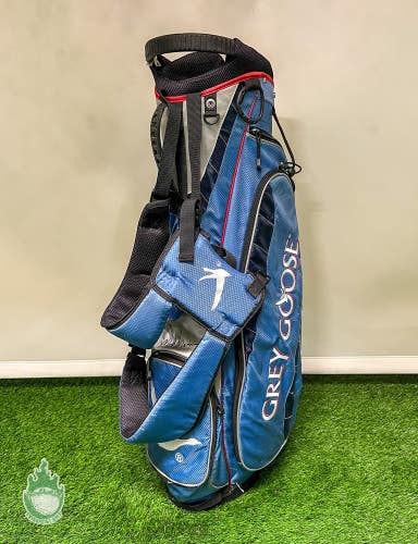 Used Grey Goose 4-Way Golf Cart Carry/Stand Silver/Blue/Red Golf Bag