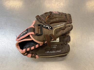 Used Rawlings FASTPITCH RH Throw Fastpitch Gloves Brown 11" 11339-S000201460
