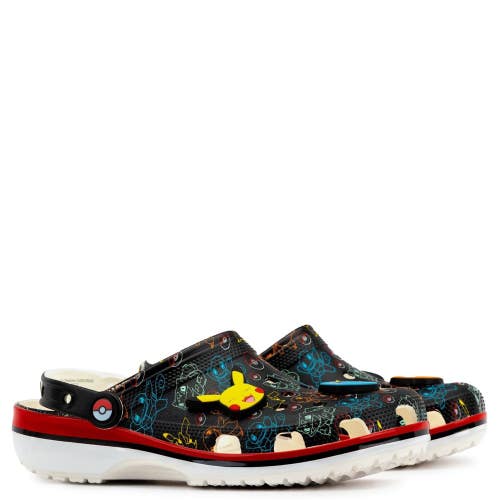 Crocs Classic 211343-90H Clogs Men's 10M Black Pokemon Print Casual Shoes DAB262