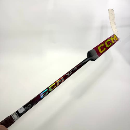 Used Regular Maroon and Gold CCM XF Pro Goalie Stick | 25" Paddle P31 Curve | BH445