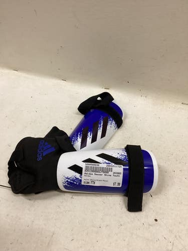 Used Adidas Soccer Shin Guards Youth White/Black/Royal Youth 11725-S000500840