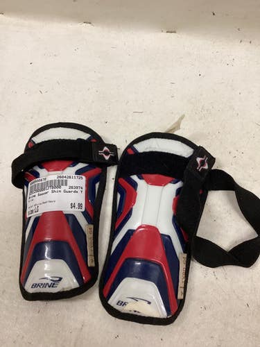 Used Brine Soccer Shin Guards Youth White/Red/Navy LG 11725-S000500870