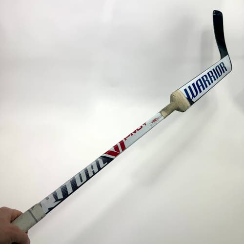 Used Regular White/Red/Blue Warrior Ritual V1Pro+ Goalie Stick | 25" Paddle P31 Curve | BH446