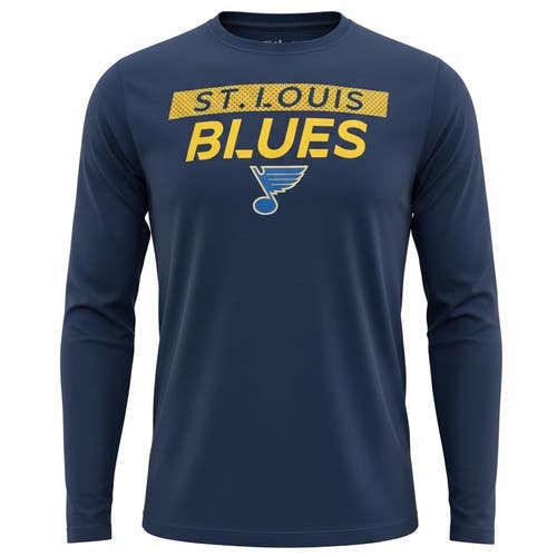 Fanatics Authentic Pro St Louis Blues Navy Blue Long Sleeve Shirt (New) 63281