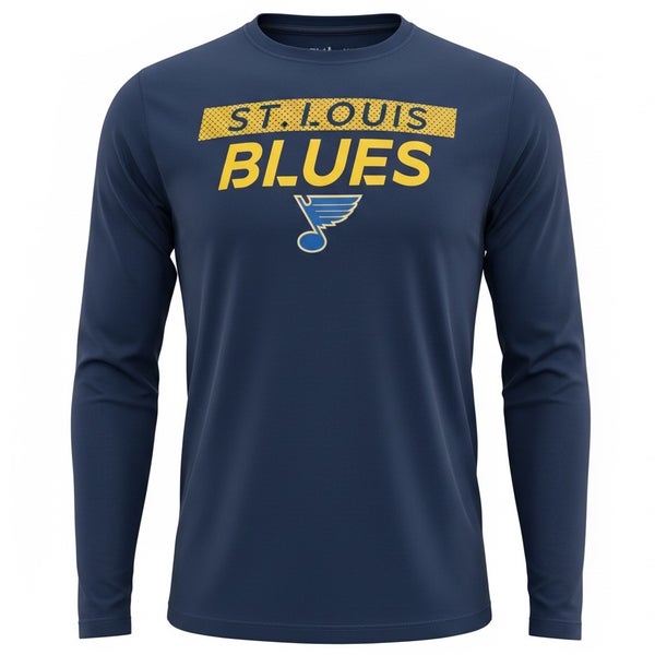 Fanatics Authentic Pro St Louis Blues Navy Blue Long Sleeve Shirt (New) 63281