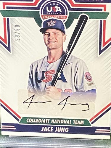 Jace Jung PSA 10 Auto 10 2021 USA Baseball Stars And Stripes Collegiate