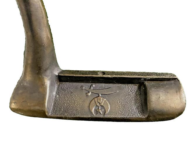 Shriners Scimitar Crescent Logo Brass Putter Steel 34.5" RH Vintage Grip Rare