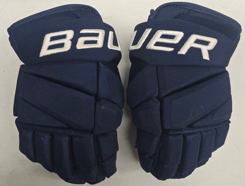 Bauer Vapor Hyperlite Pro Stock Custom Hockey Gloves Used 13" Navy NHL (14994)
