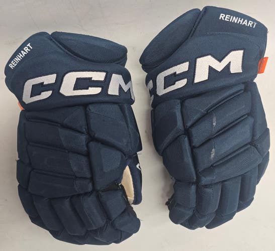 CCM Jetspeed Pro Stock Hockey Gloves 14" Navy NHL Used (14995)