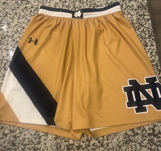 Under Armour Notre Dame lacrosse team game "lost" shorts L large mens