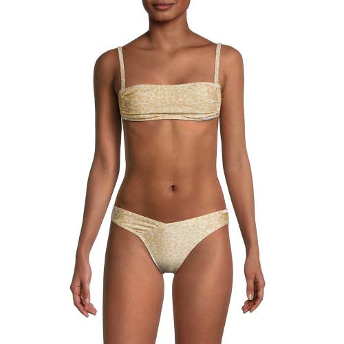 Kendall + Kylie Bikini Set Women's XL Nude Leopard Ruched Square Neck DAB271