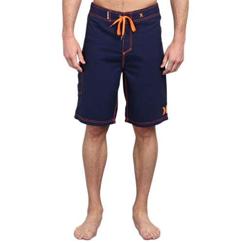 Hurley One Only Boardshorts Men 34 Navy 22" Inseam Lace Up Cargo Swimwear FLW220