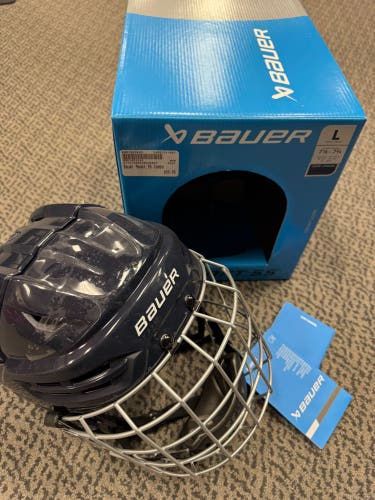 Large Navy  Bauer Re-Akt 55 Helmet (New) Combo