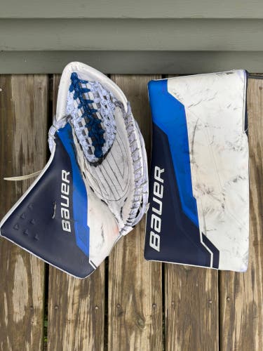 Used Bauer Vapor 90/Supreme Shadow Senior Regular Pro Stock Goalie Glove Set