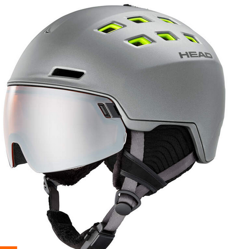 NEW HEAD RADAR anthracite/lime ski snowboard helmet with visor/lens M/L