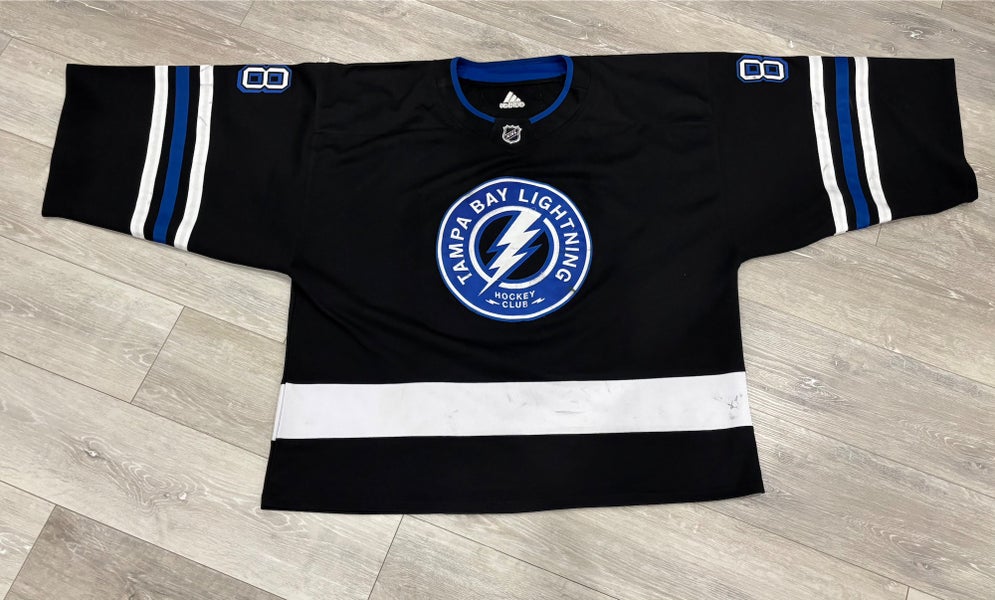 Black with Blue & White Trim Goalie Cut Adult Unisex Adidas Jersey (Used)