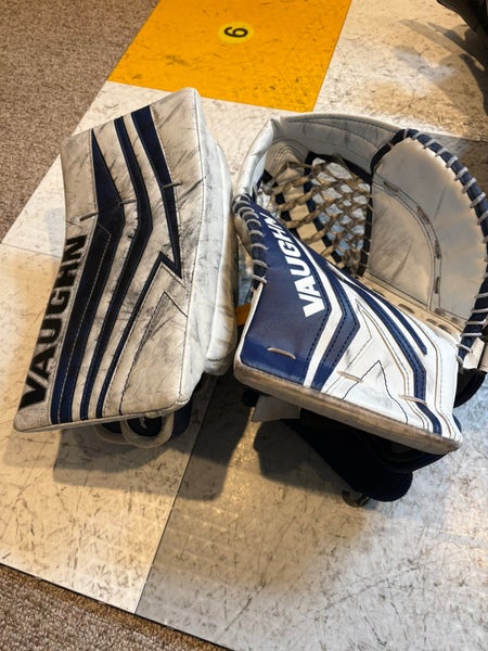 Junior Hockey Goalie Trapper Glove & Blocker - Vaughn SLR3 Glove & Vaughn Velocity Junior Blocker