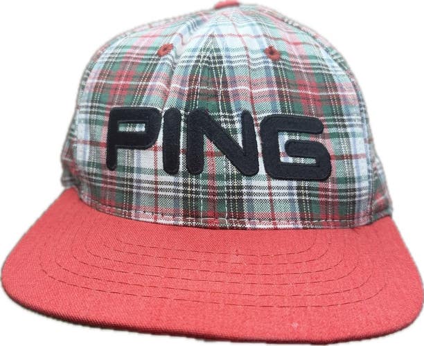 VTG Ping by Plaid  Golf Hat Cap USA Leather Strapback Adjustable