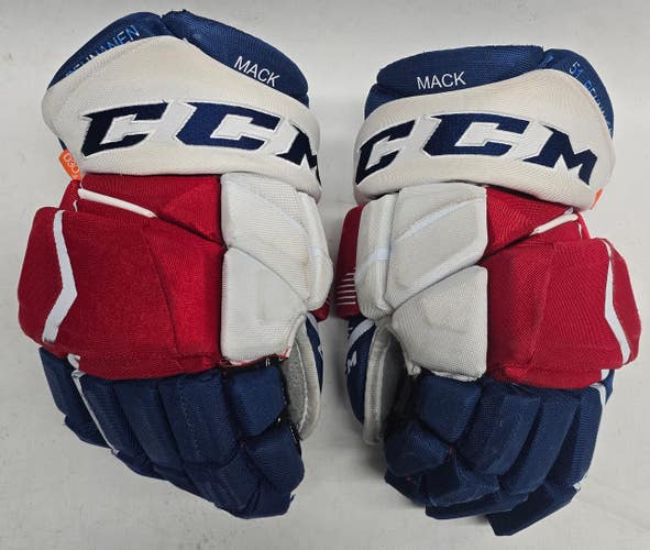 CCM Jetspeed Hockey Gloves 13" AHL Pro Stock WolfPack Mack Used (15080)