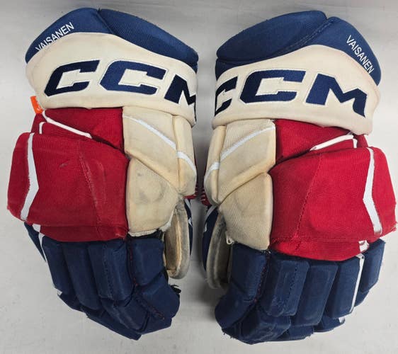 CCM Jetspeed Hockey Gloves 14" AHL Pro Stock WolfPack Vaisanen Used (15081)