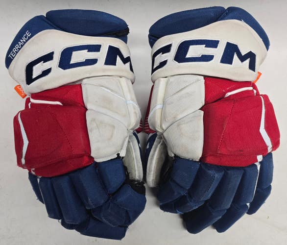 CCM Jetspeed Hockey Gloves 14" AHL Pro Stock WolfPack Terrance Used (15082)