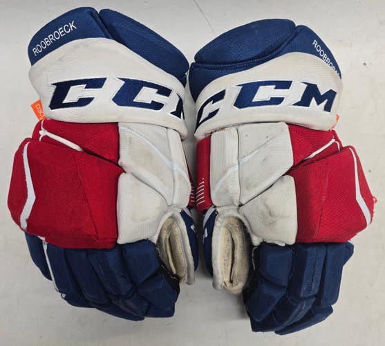 CCM Jetspeed Hockey Gloves 15" AHL Pro Stock WolfPack Roobroeck Used (15084)