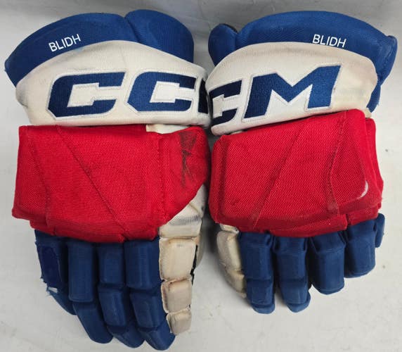 CCM HGTKXFPP Pro Stock Hockey Gloves 14" AHL Wolfpack Blidh Used (15085)