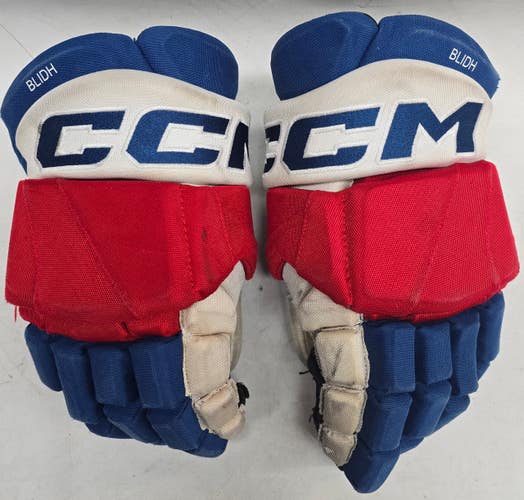 CCM HGTKXFPP Pro Stock Hockey Gloves 14" AHL Wolfpack Blidh Used (2) (15086)