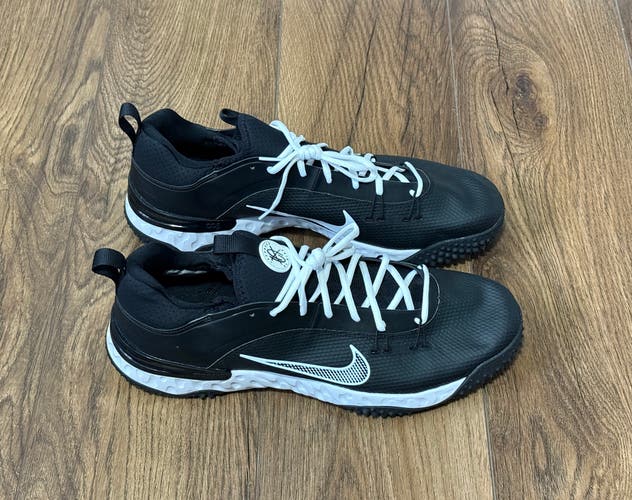 Nike Alpha Huarache 9 Elite Turf LAX Lacrosse Shoes Black/White FN0310-002 Sz 10