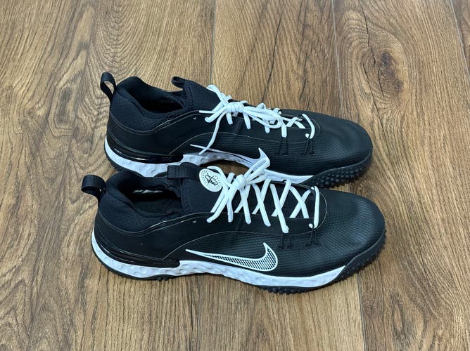 Nike Alpha Huarache 9 Elite Turf LAX Lacrosse Shoes Black/White FN0310-002 Sz 16