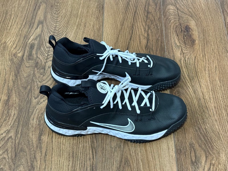 Nike Alpha Huarache 9 Elite Turf LAX Lacrosse Shoes Black/White FN0310-002 Sz 16
