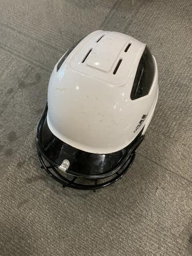 Used Adidas TRILOGY FP HELMET Batting Helmet w/Mask White M/L 11614-S000235354