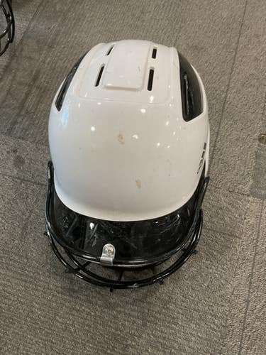 Used Adidas TRILOGY FP HELMET Batting Helmet w/Mask White M/L 11614-S000235353