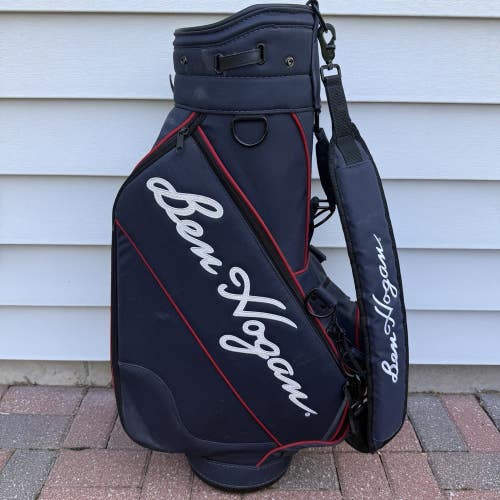 Vintage Ben Hogan Staff Cart Golf Bag 3 Way Dividers Dark Blue Red White