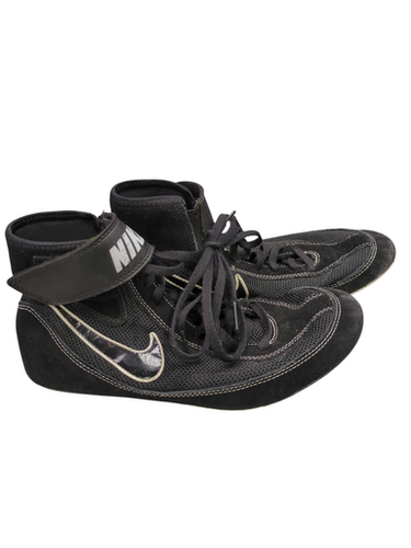 Used Nike 366683-001 BLK/WHT SHOES Wrestling Shoes Black Senior 7.5 11862-S000093671