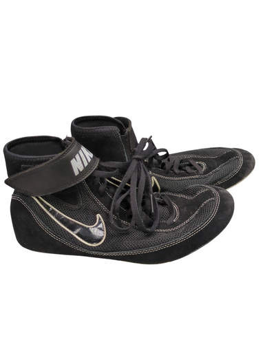 Used Nike 366683-001 BLK/WHT SHOES Wrestling Shoes Black Senior 7.5 11862-S000093671