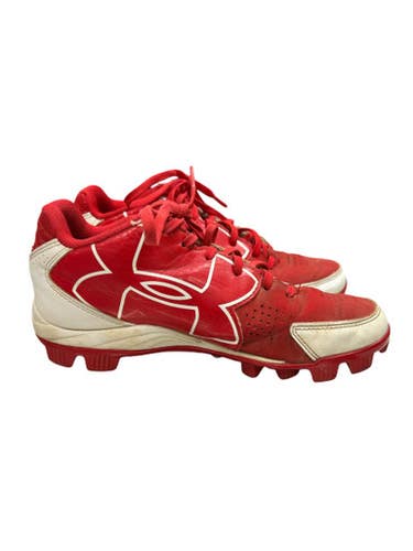 Used Under Armour 1264716-611 RED/WHT CLEATS BB/SB Cleats Red And White Junior 04 11862-S000093814