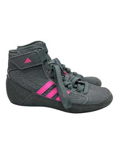 Used Adidas HP6873 GRY/PINK SHOES Wrestling Shoes Grey Youth 12.0 11862-S000093858