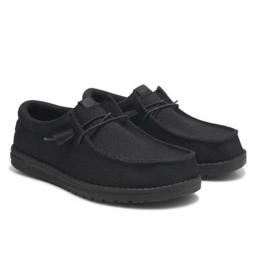 Hey Dude Wally Stretch Sox 43008-0XS Men's US 12 Wide Black Slip On Shoes DAB289