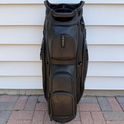 Vessel Lux 7 Way Golf Cart Bag Black Synthetic Leather With Raincover