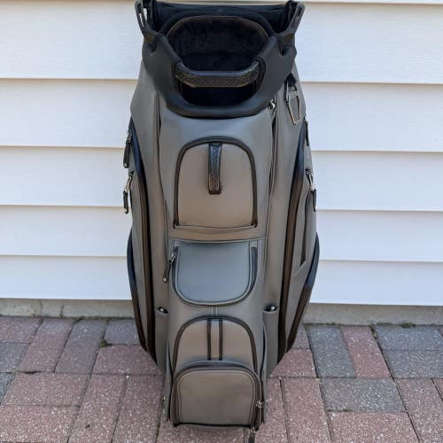 Vessel Lux II 7 Way Golf Cart Bag Carbon Grey Black Synthetic Leather Raincover
