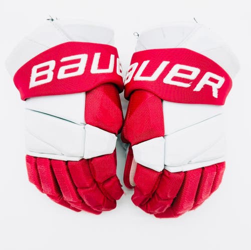 Boston University Bauer Vapor Hyperlite Hockey Gloves-15"-Single Layer Palms-Cut Thumbs
