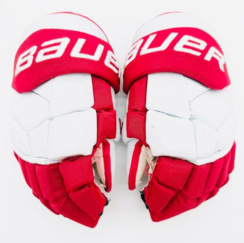 Boston University Bauer Supreme Mach Hockey Gloves-14"-Single Layer Palm-Cut Thumbs