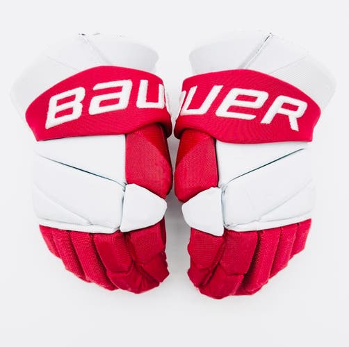 Boston University Bauer Vapor Hyperlite Hockey Gloves-14"-Single Layer Palms-Cut Thumbs