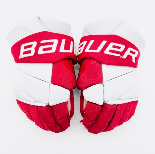 Boston University Bauer Vapor Hyperlite Hockey Gloves-14"-Single Layer Palm-Cut Thumbs