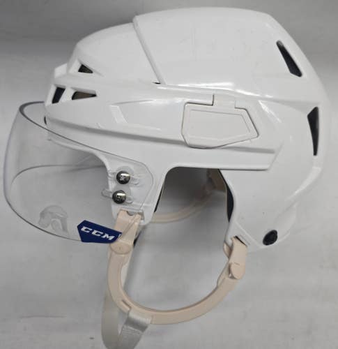CCM VECTOR V08 PRO STOCK HOCKEY HELMET WHITE SMALL AHL NHL USED (15127)