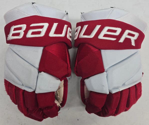 Bauer Vapor Hyperlite Pro Stock Custom Hockey Gloves Used 13" BU Terriers #2 (15138)