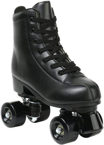 XUDREZ Double Row Adjustable Leather High-Top Roller Skates Mens Size 9 Black