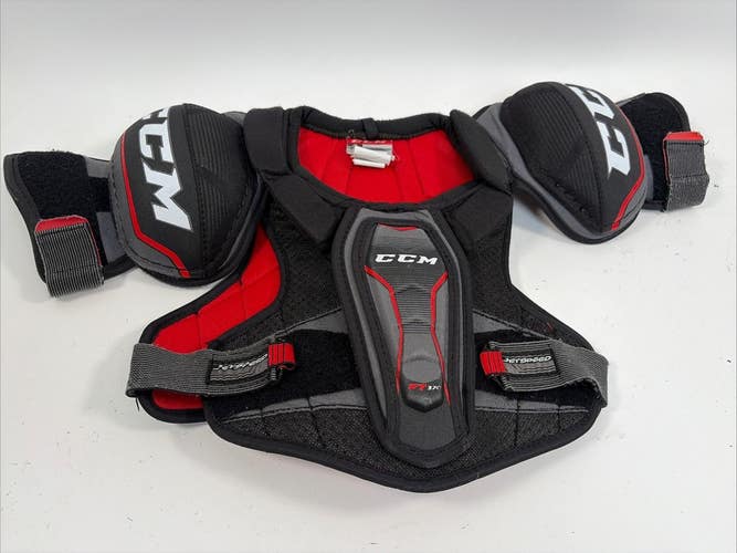 CCM Jetspeed FT370 Ice Hockey Shoulder Pads, Junior Small, Black/Red